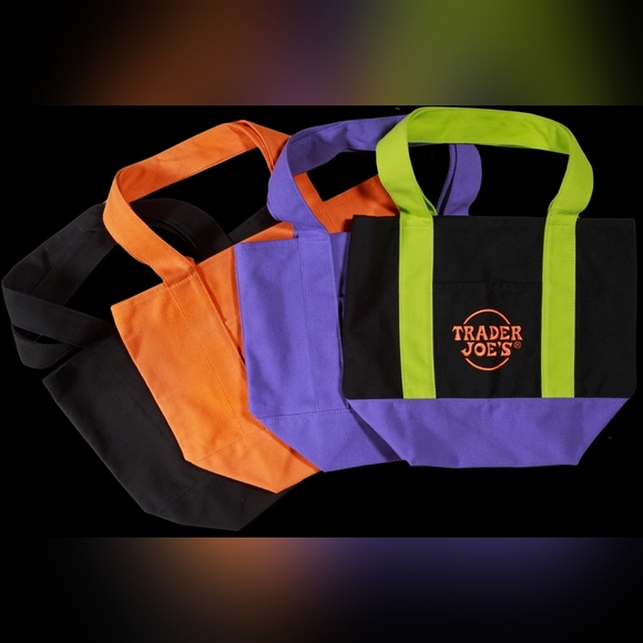 Trader Joe's Mini Canvas Tote Bag Halloween Limited Edition Embroidered Logo - Picture 3 of 3